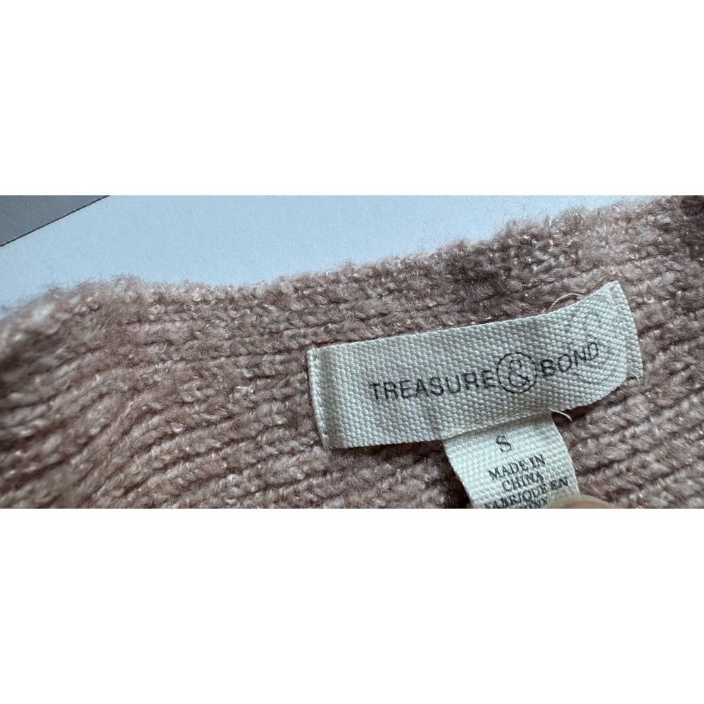 Treasure & Bond Ribbed Knit Boatneck Sweater‎ Womens S Dusty Rose Pink Oversized